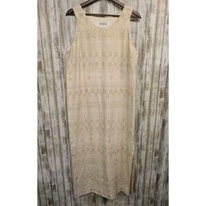Vtg 90s Jones New York Silk Maxi Dress Size 12 Cream Sleeveless Side Slit NWT